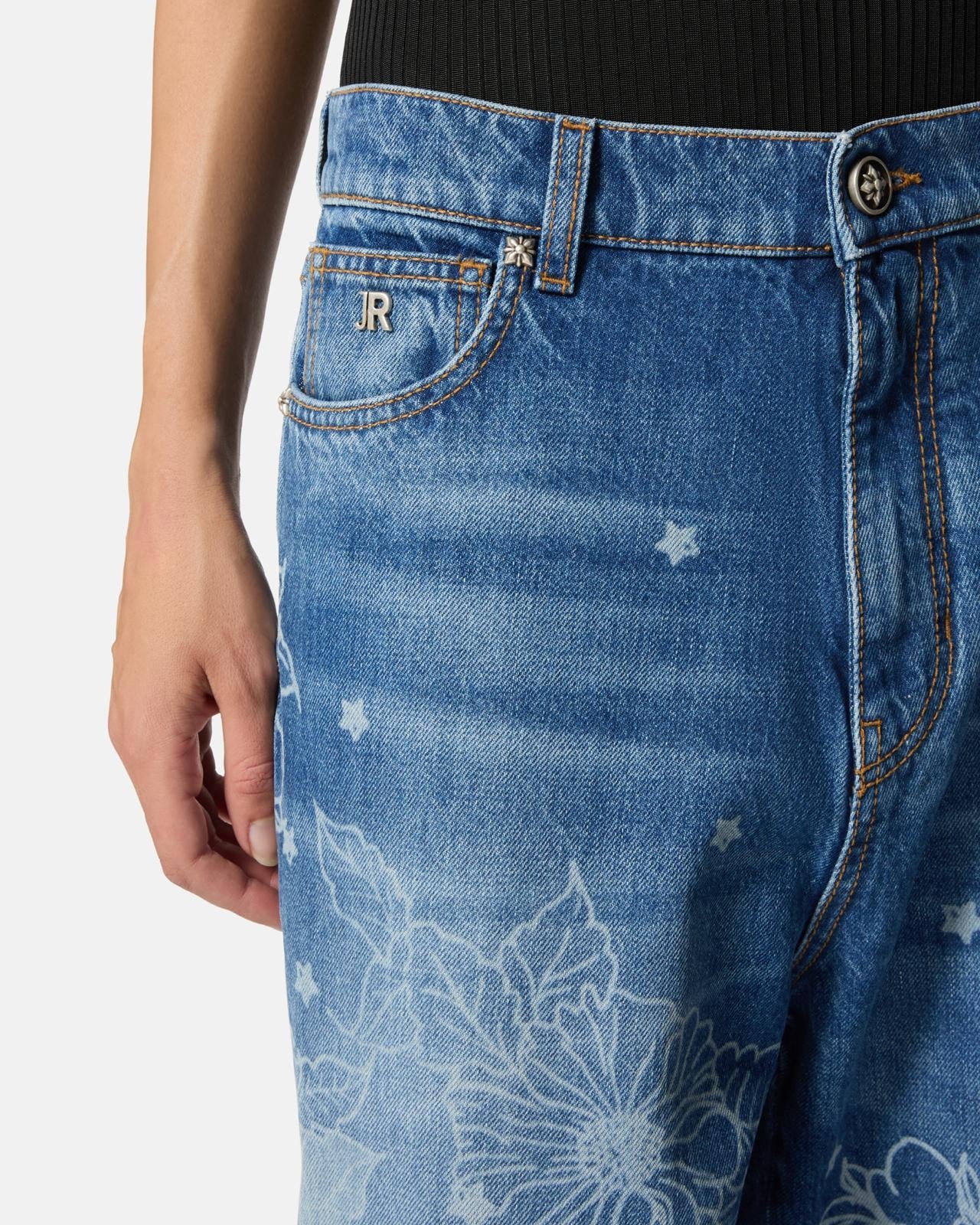 Jeans John Richmond a palazzo con stampa floreale donna