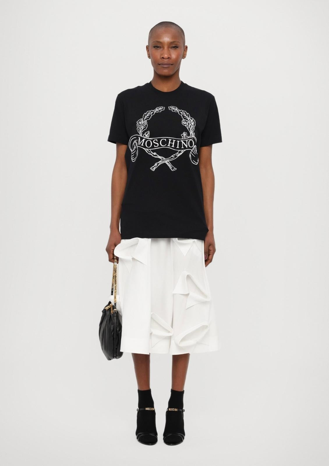 T-Shirt Moschino con maxi ricamo "Laurel Crown"