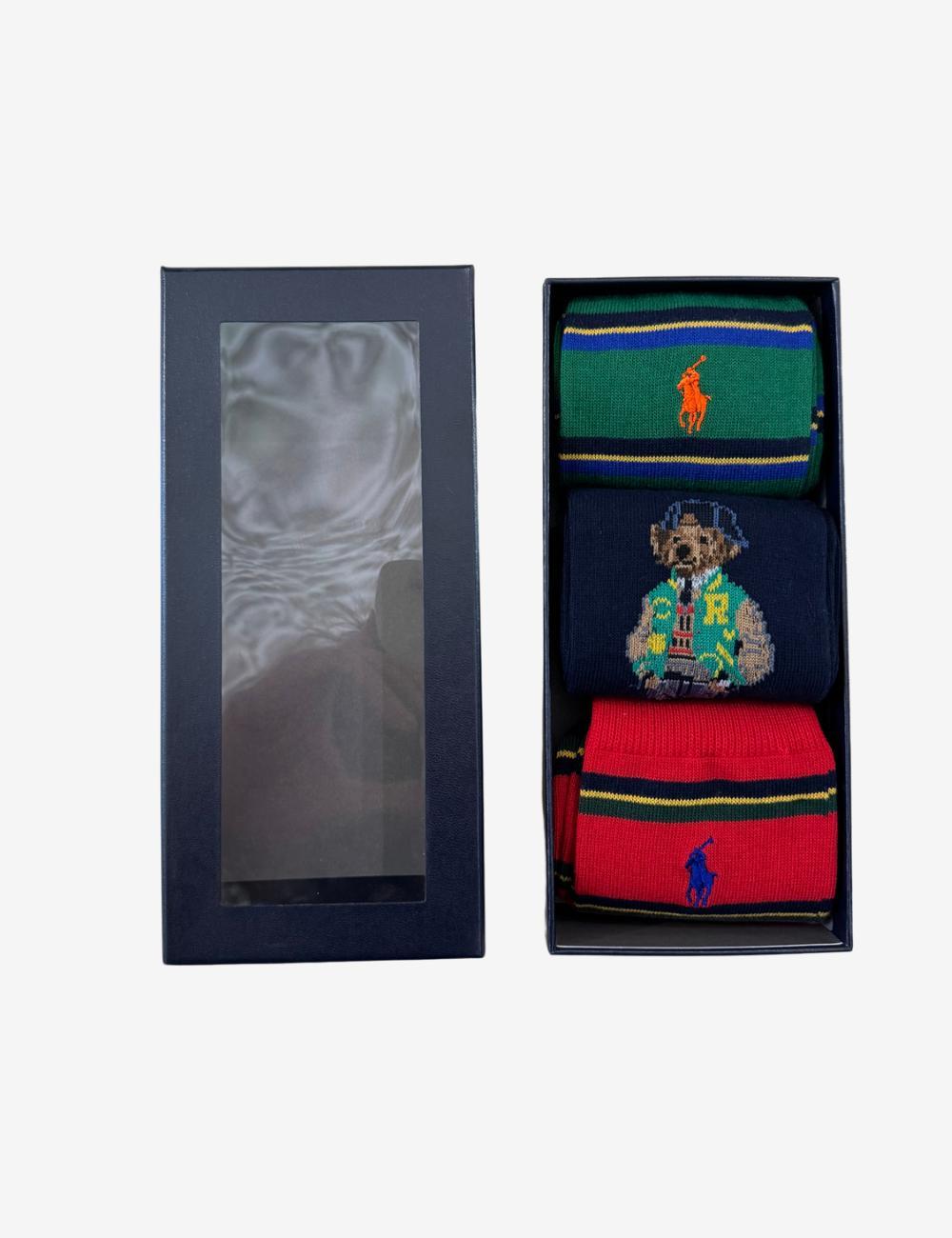 Calze Polo Ralph Lauren tri-pack "Polo Bear" e righe