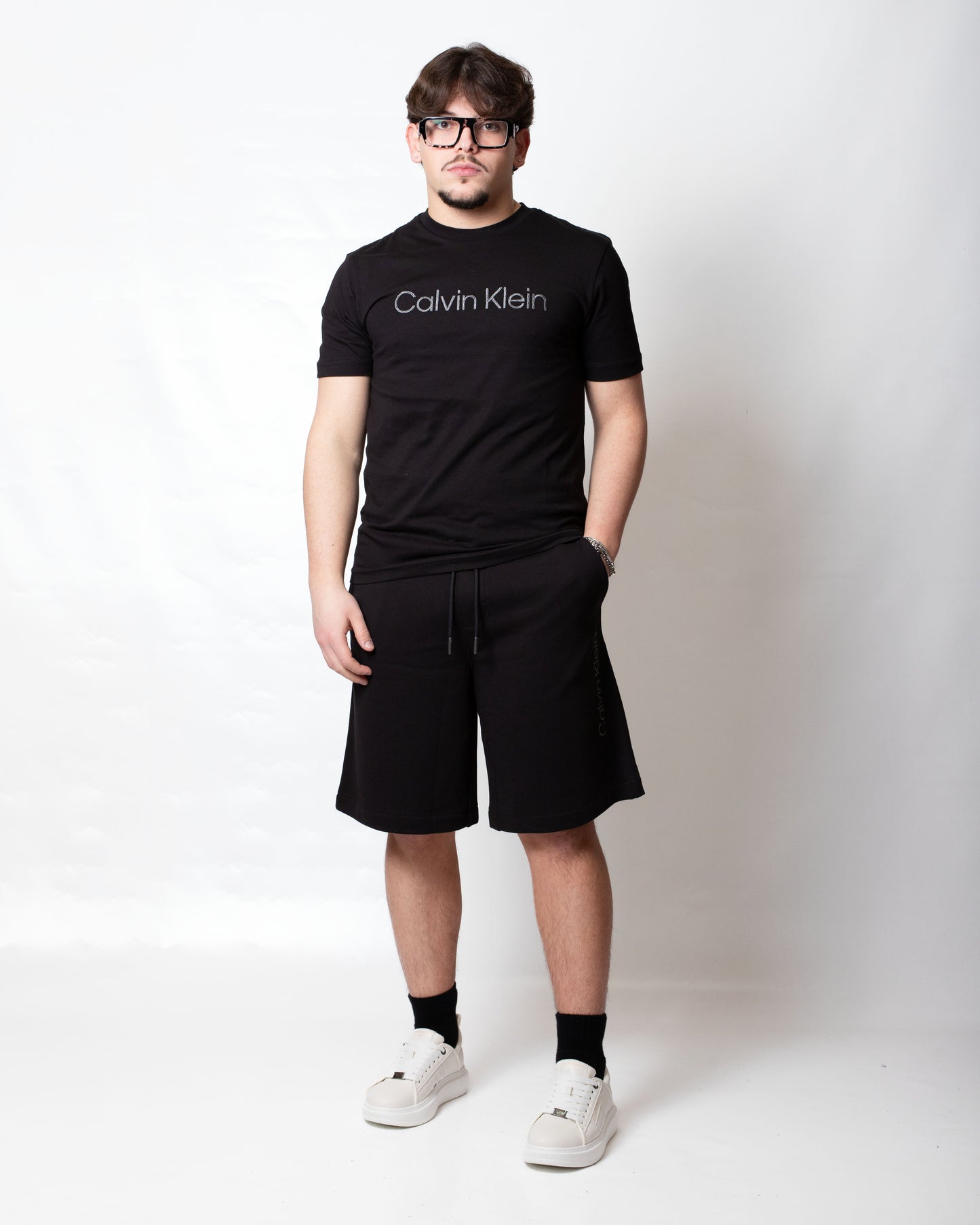 T-Shirt Calvin Klein basic con maxi logo ricamato uomo