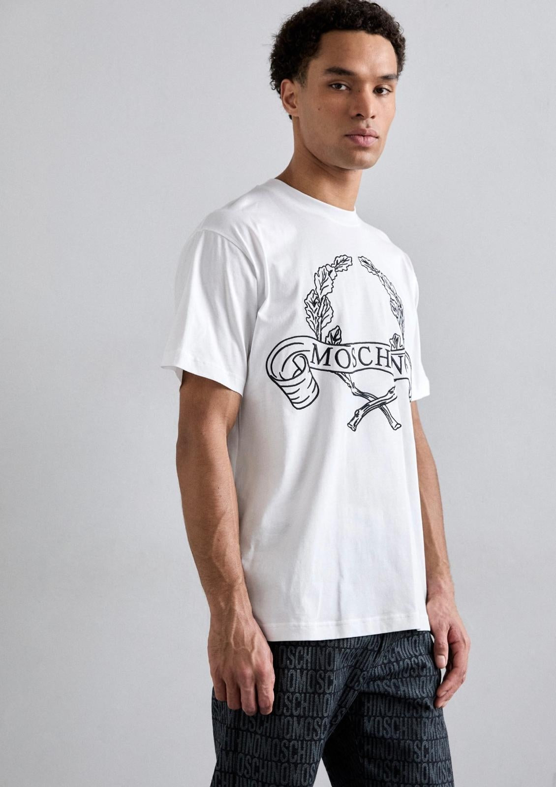 T-Shirt Moschino con maxi ricamo "Laurel Crown"