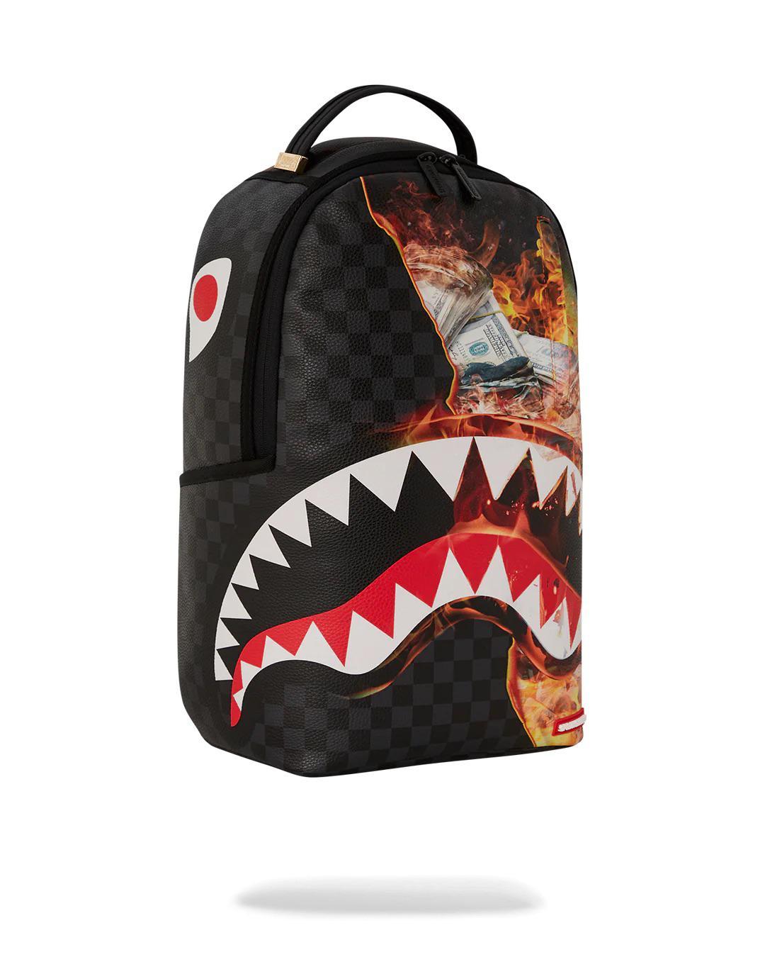 Zaino Sprayground nero shark fire check dlxsv backpack