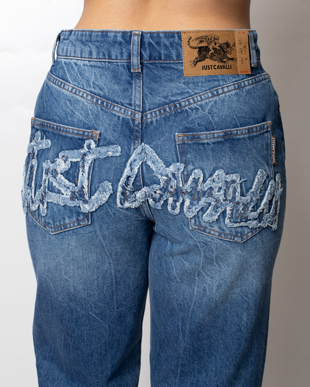 Jeans Just Cavalli straight con ricamo logato donna