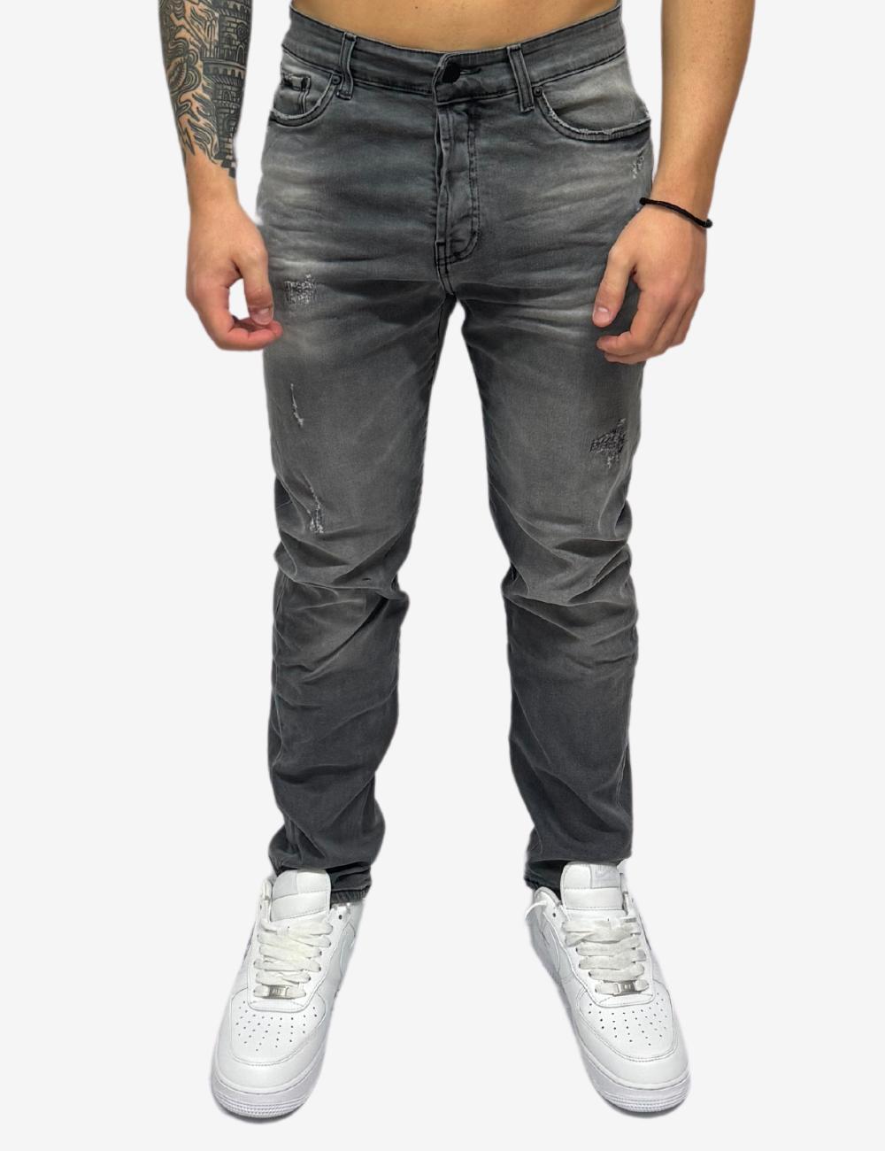 Jeans Liu Jo tapered con tagli in denim grigio uomo