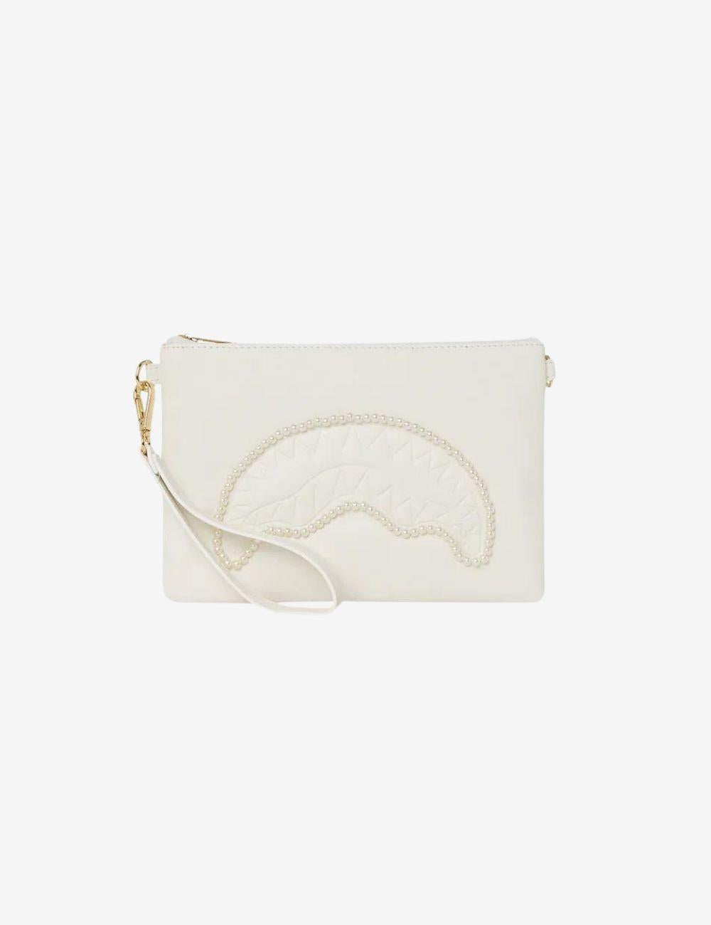 Pochette Sprayground bianco pearl sharkmouth pochette