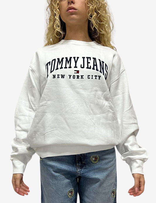 Felpa Tommy Jeans girocollo con maxi logo ricamato donna