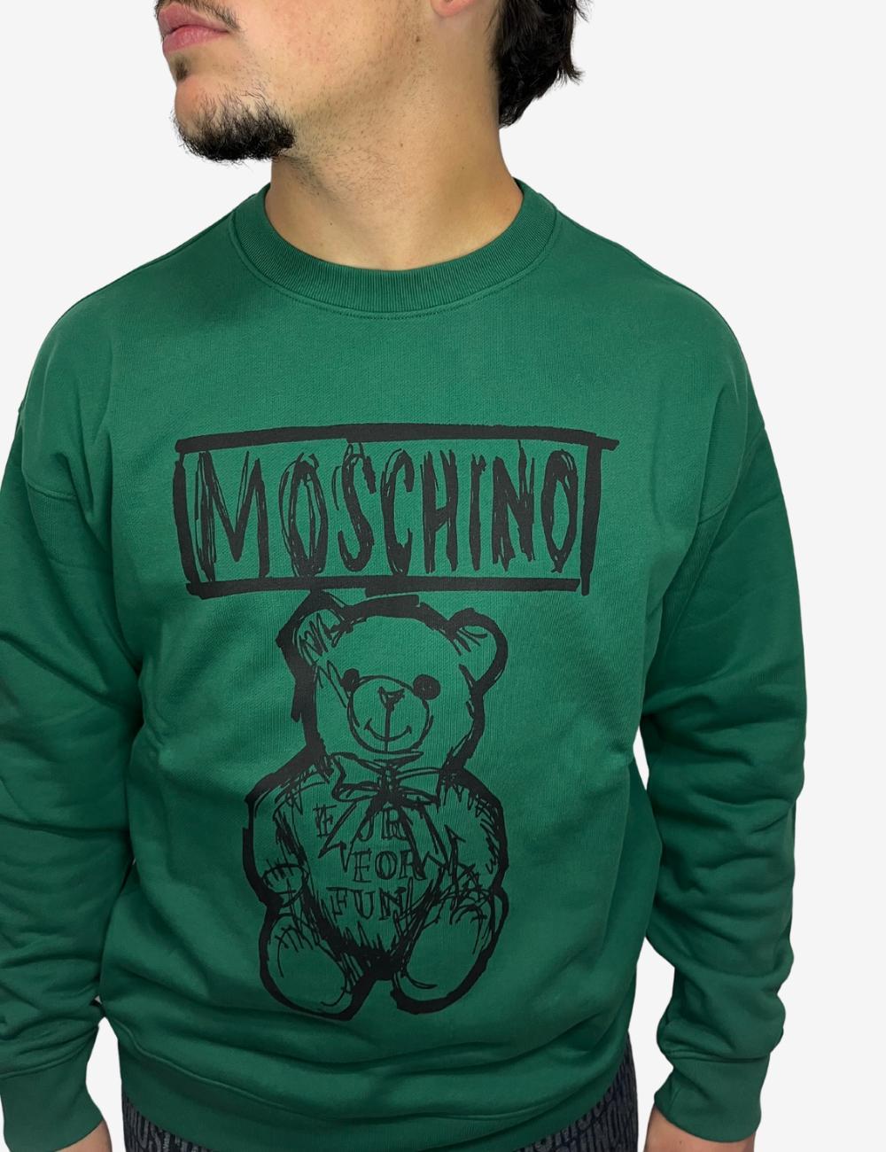 Felpa Moschino girocollo con maxi logo Draw Teddy Bear uomo