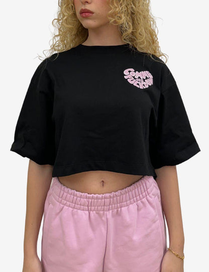 T-Shirt Comme Des Fuckdown crop con stampa donna