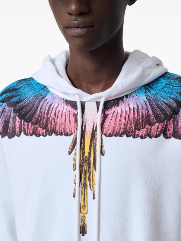 Felpa Marcelo Burlon "Icon Wings white/pink" con cappuccio uomo