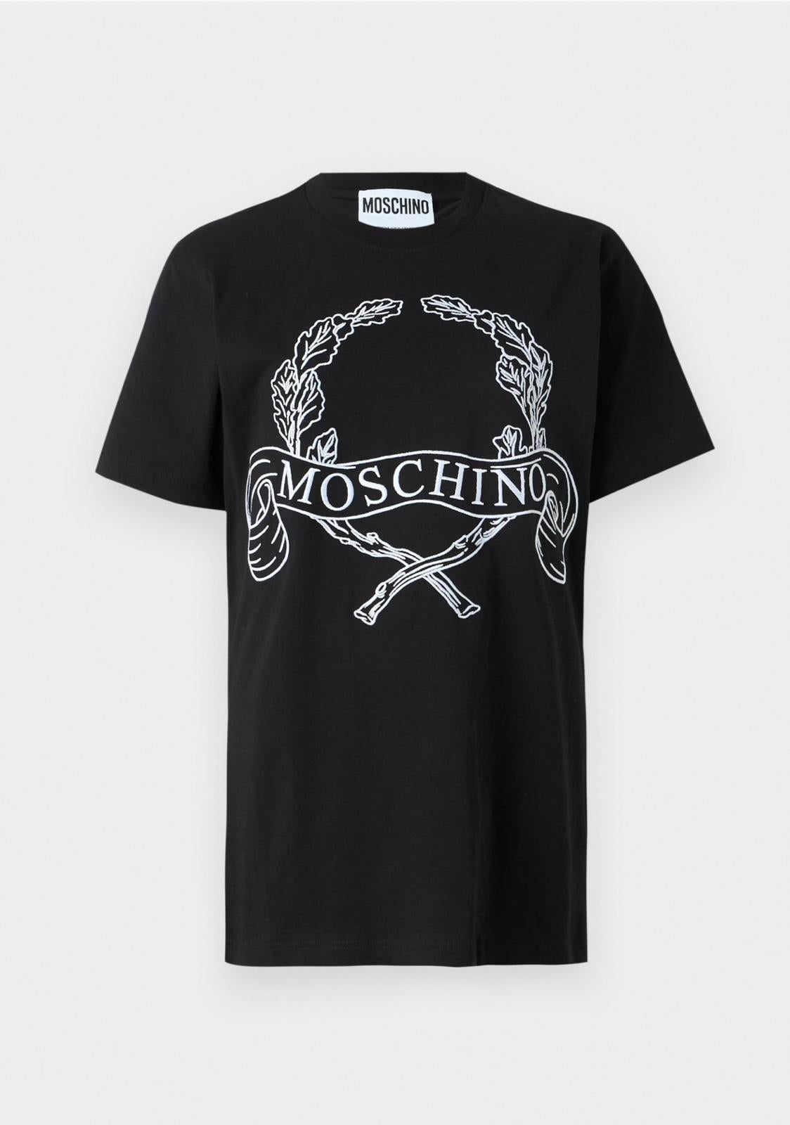 T-Shirt Moschino con maxi ricamo "Laurel Crown"