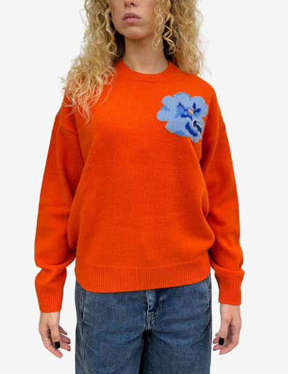 Maglia Lacoste girocollo "Intarsia flower" in lana donna