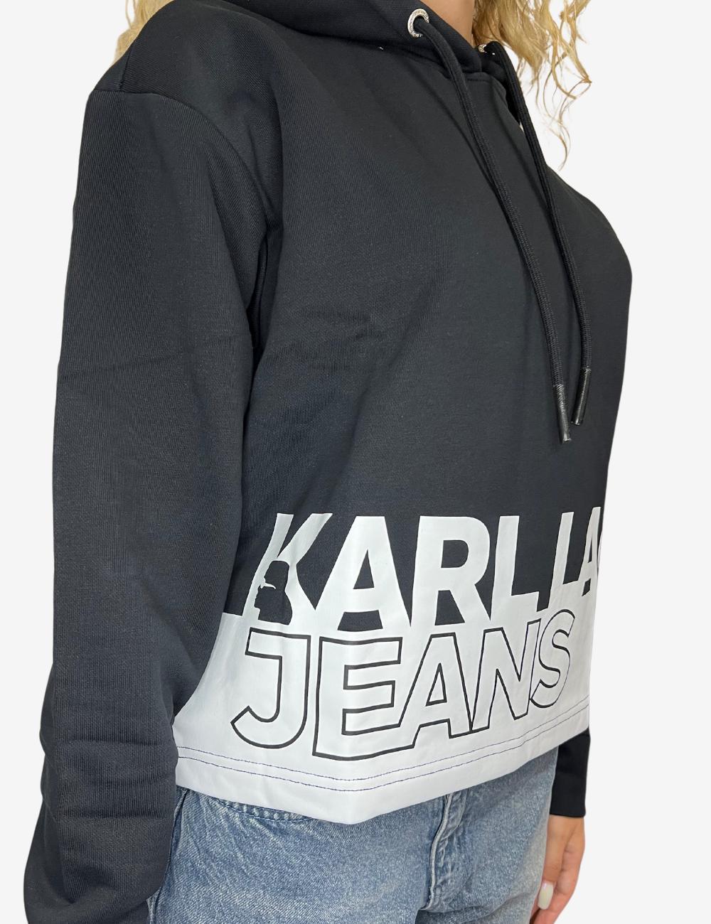 Felpa Karl Lagerfeld Jeans cropped con cappuccio donna