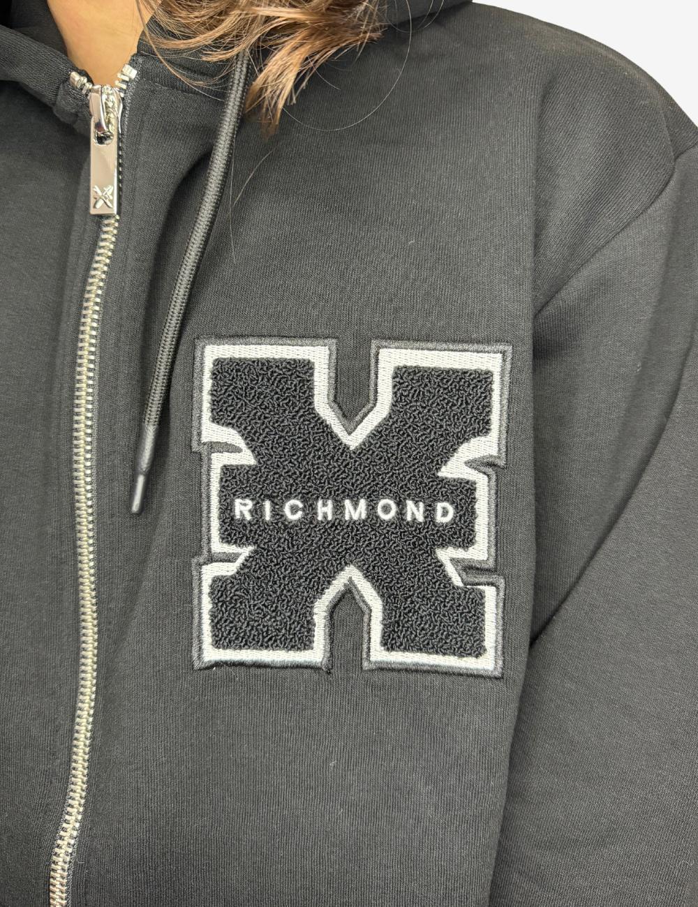 Felpa Richmond X fullzip con cappuccio e ricamo in spugna uomo