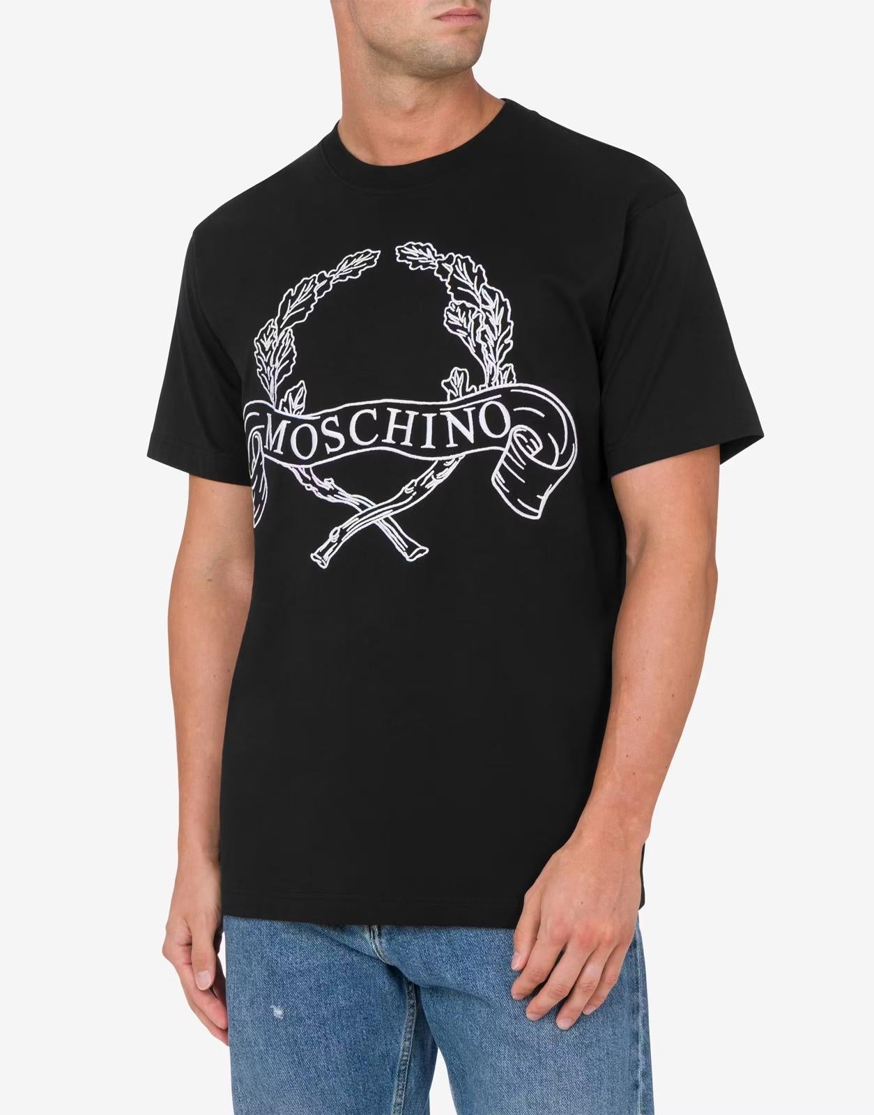 T-Shirt Moschino con maxi ricamo "Laurel Crown"