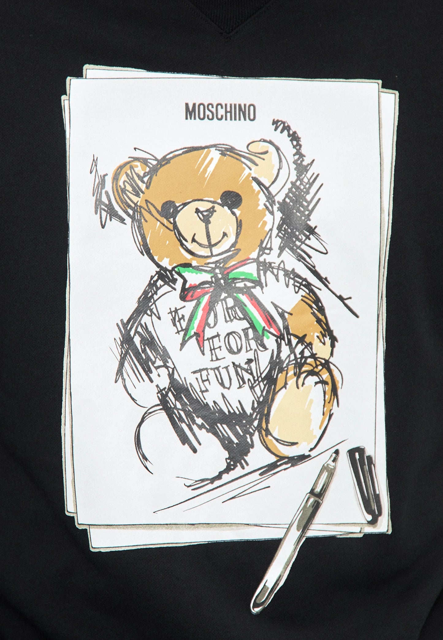 Felpa Moschino girocollo con maxi stampa "Draw Teddy Bear" uomo