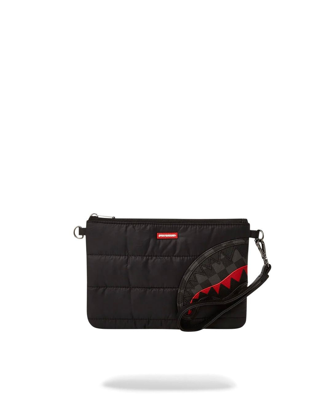 Pochette Sprayground nero black puffer grey check clutch con tracolla