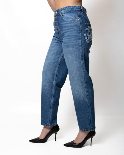 Jeans Just Cavalli straight con ricamo logato donna