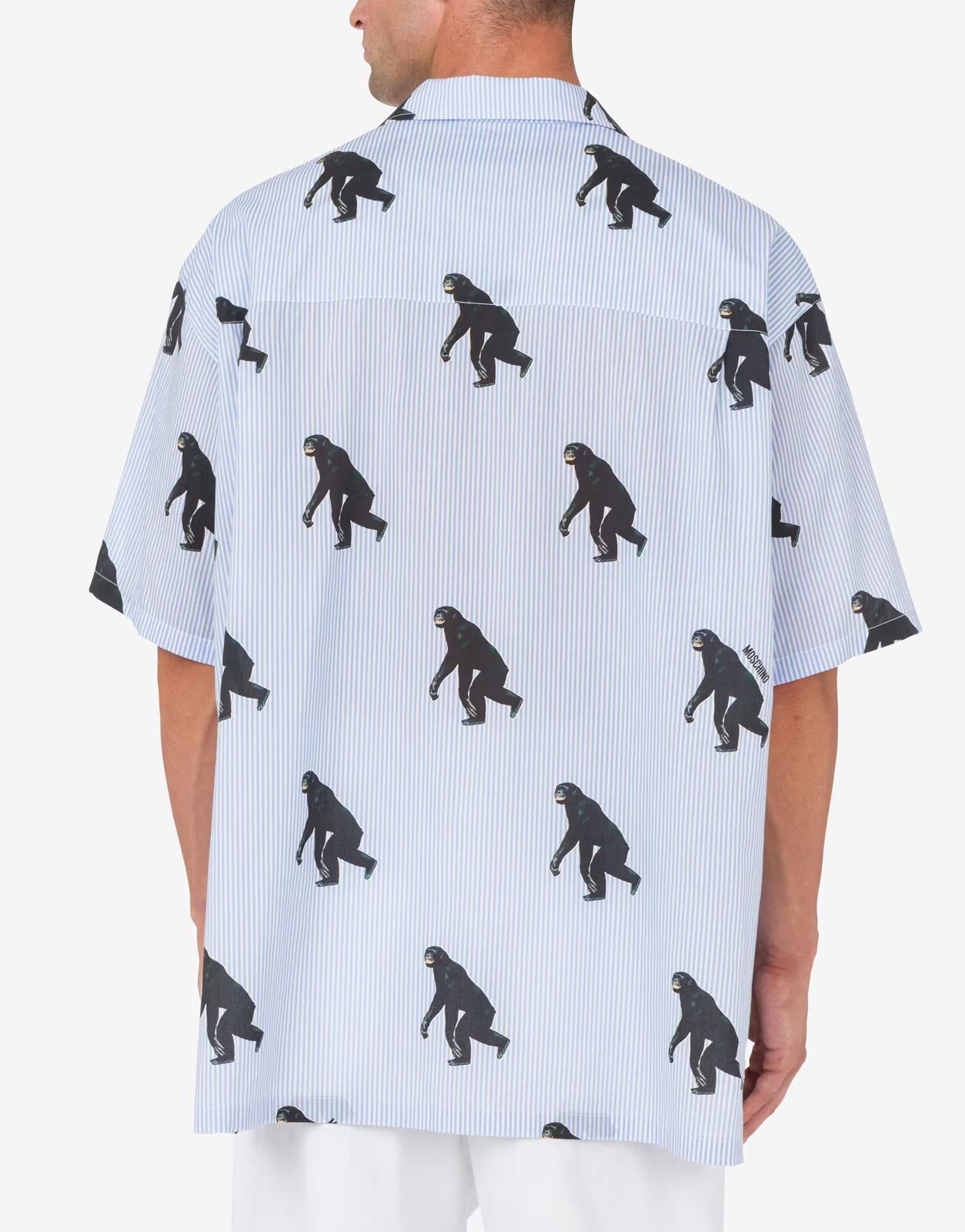 Camicia Moschino in popeline "Chimpanzee Print" uomo