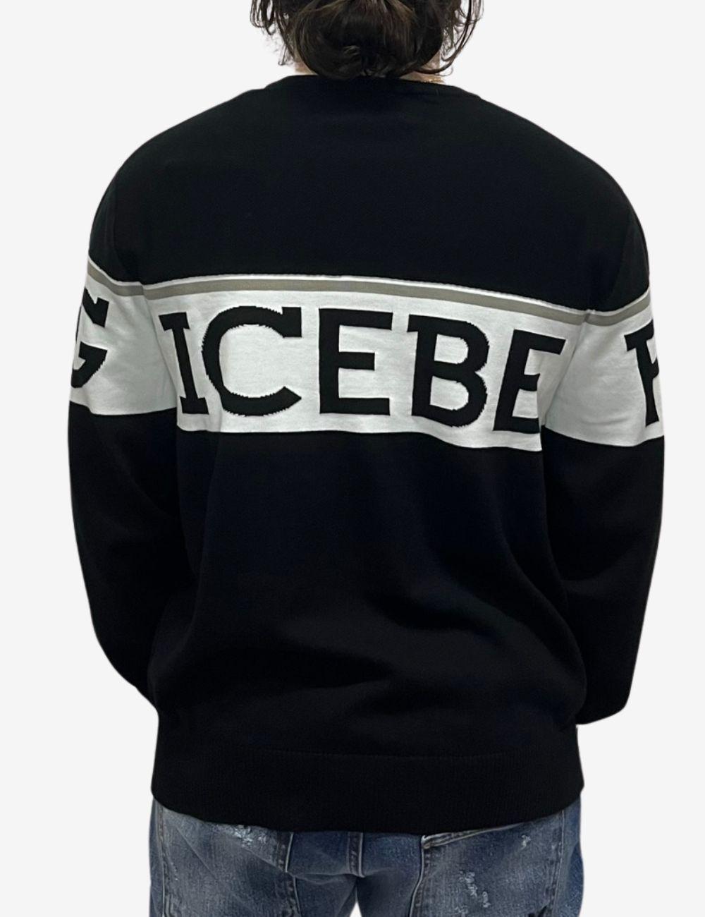 Maglia Iceberg girocollo con fascia e logo a contrasto uomo