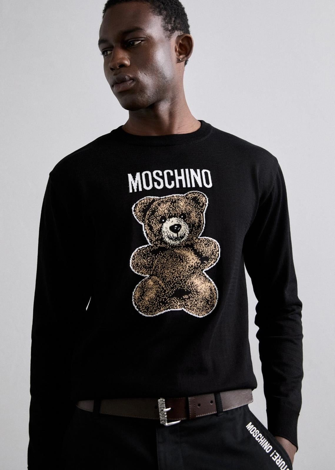 Maglia Moschino girocollo con intarsio "Teddy Bear" uomo