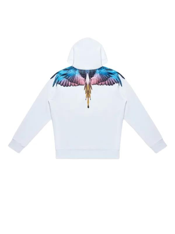 Felpa Marcelo Burlon "Icon Wings white/pink" con cappuccio uomo