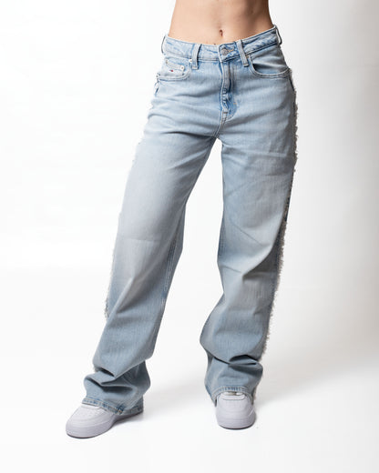 Jeans Tommy Jeans straight con frange laterali donna