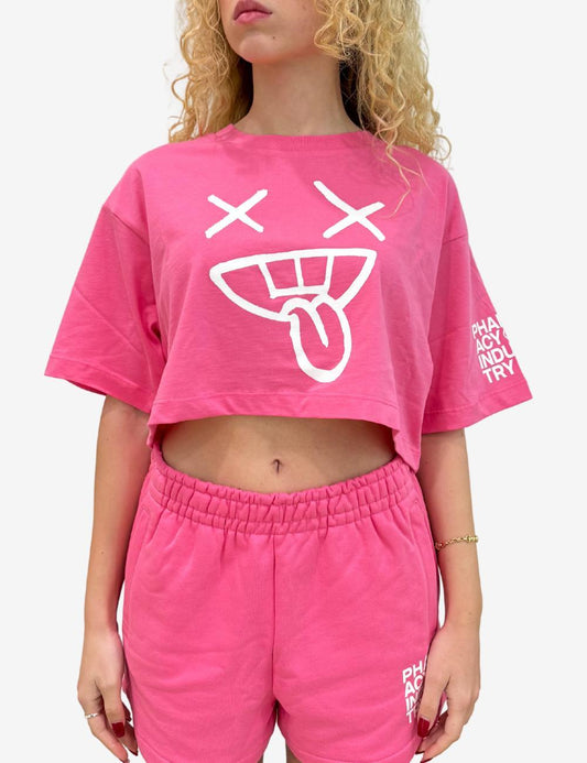 T-Shirt Pharmacy Industry cropped con stampa donna