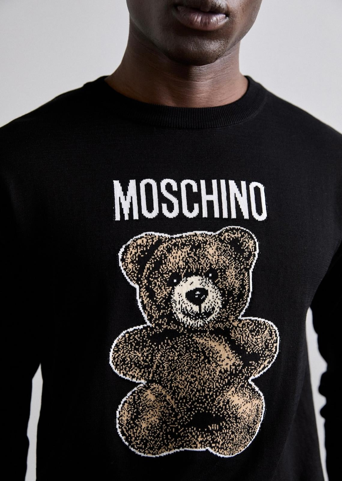 Maglia Moschino girocollo con intarsio "Teddy Bear" uomo