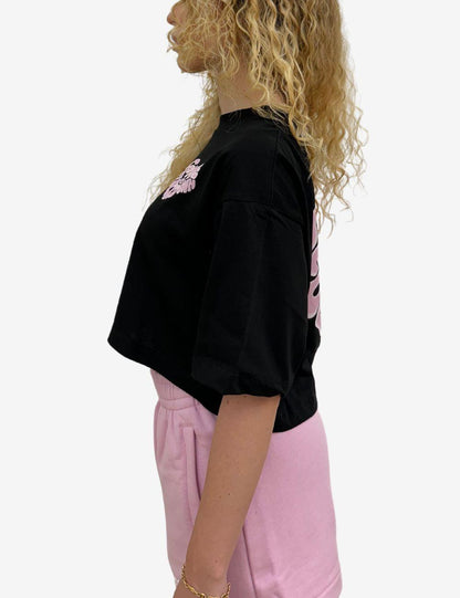 T-Shirt Comme Des Fuckdown crop con stampa donna