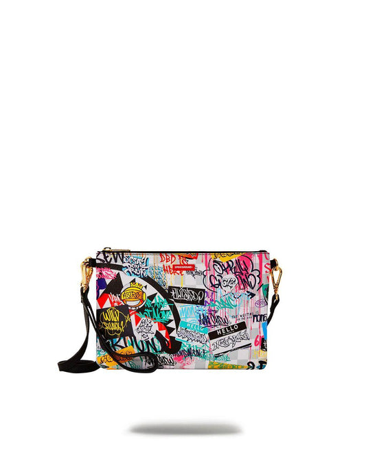 Pochette Sprayground bianco create another day crossover clutch con tracolla