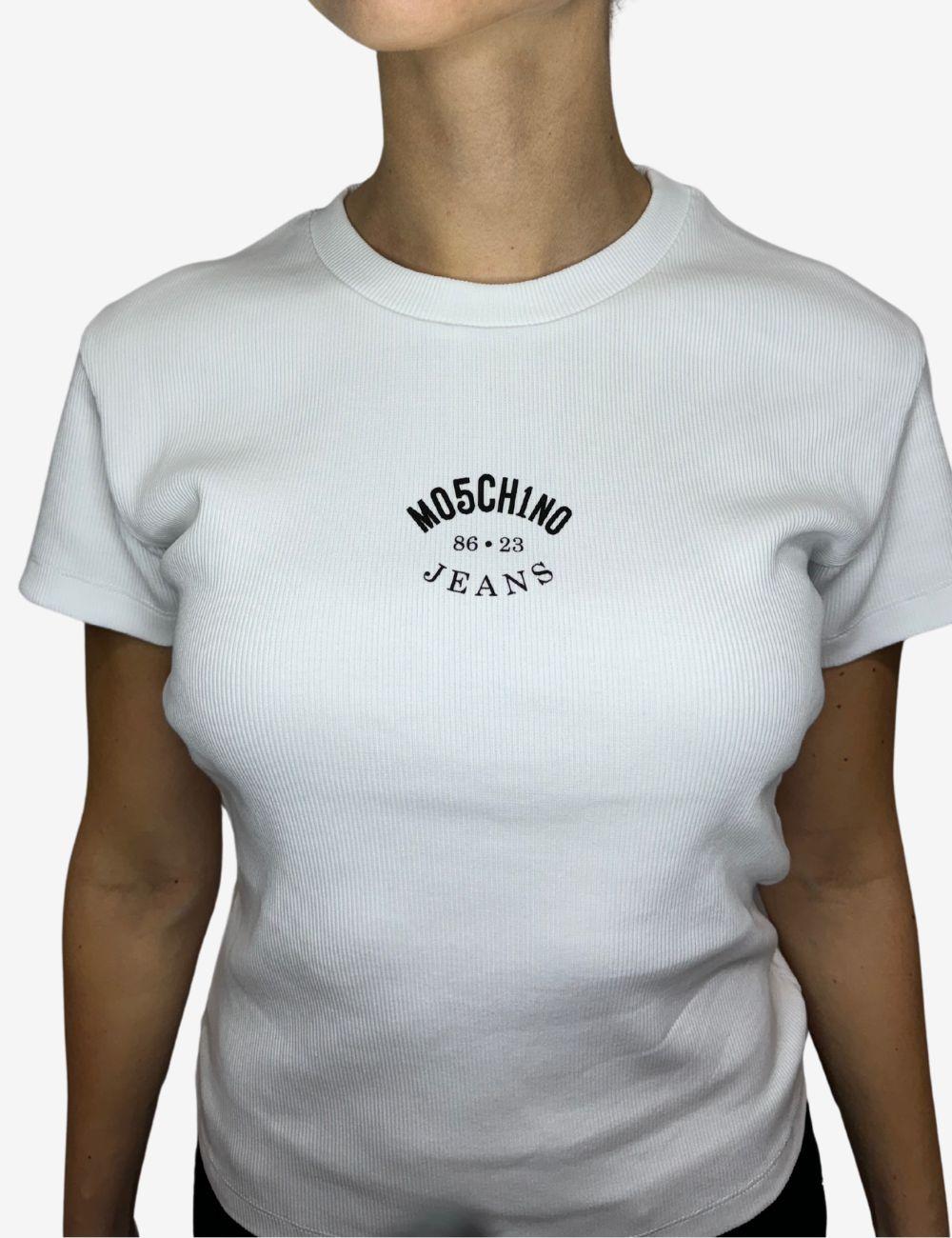 T Shirt Moschino Jeans in maglia con logo stampato donna Specchio Boutique