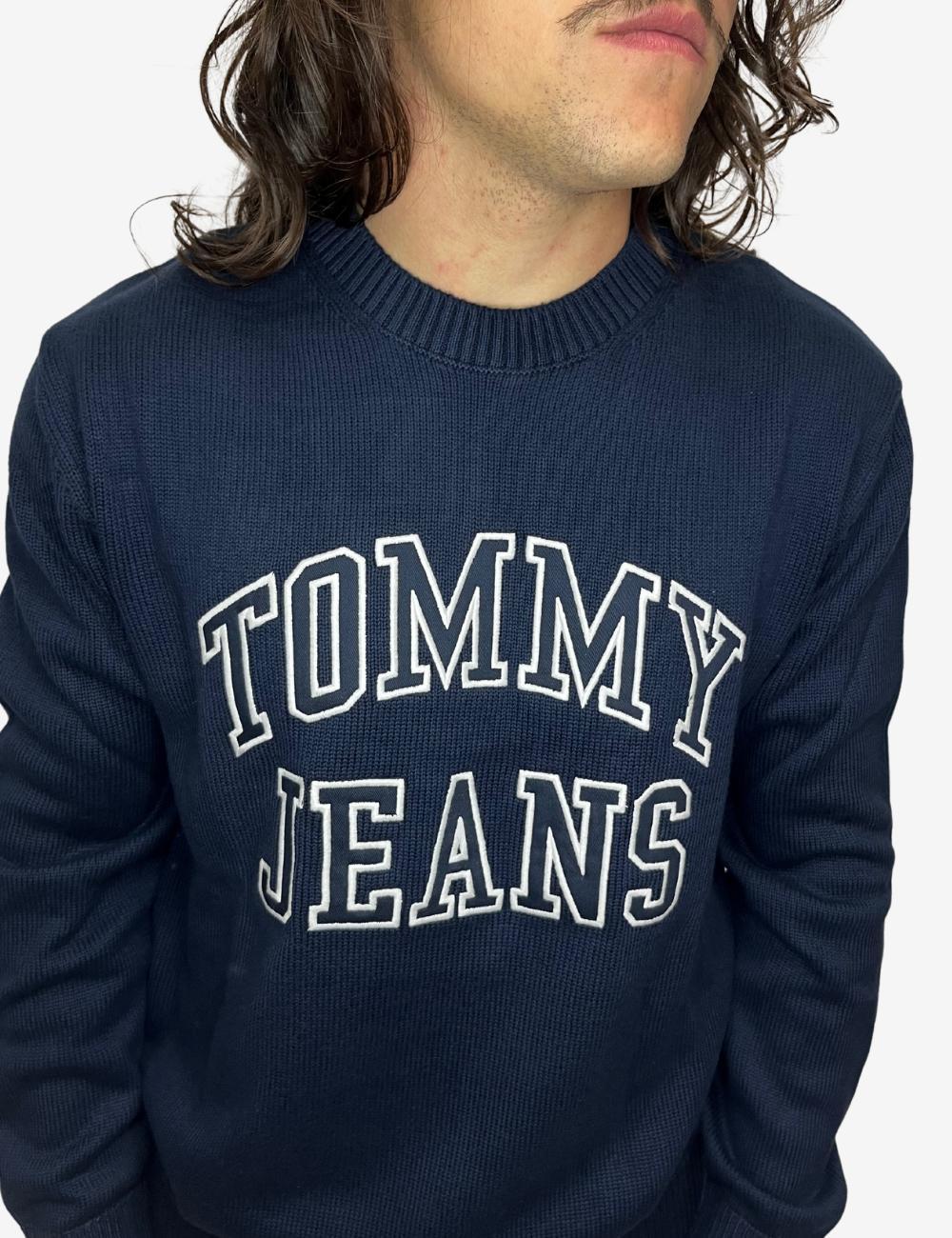 Maglia Tommy Jeans girocollo con logo ricamato uomo