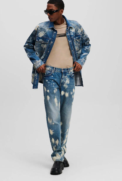 Giubbotto Karl Lagerfeld Jeans in denim con effetto sbiadito uomo