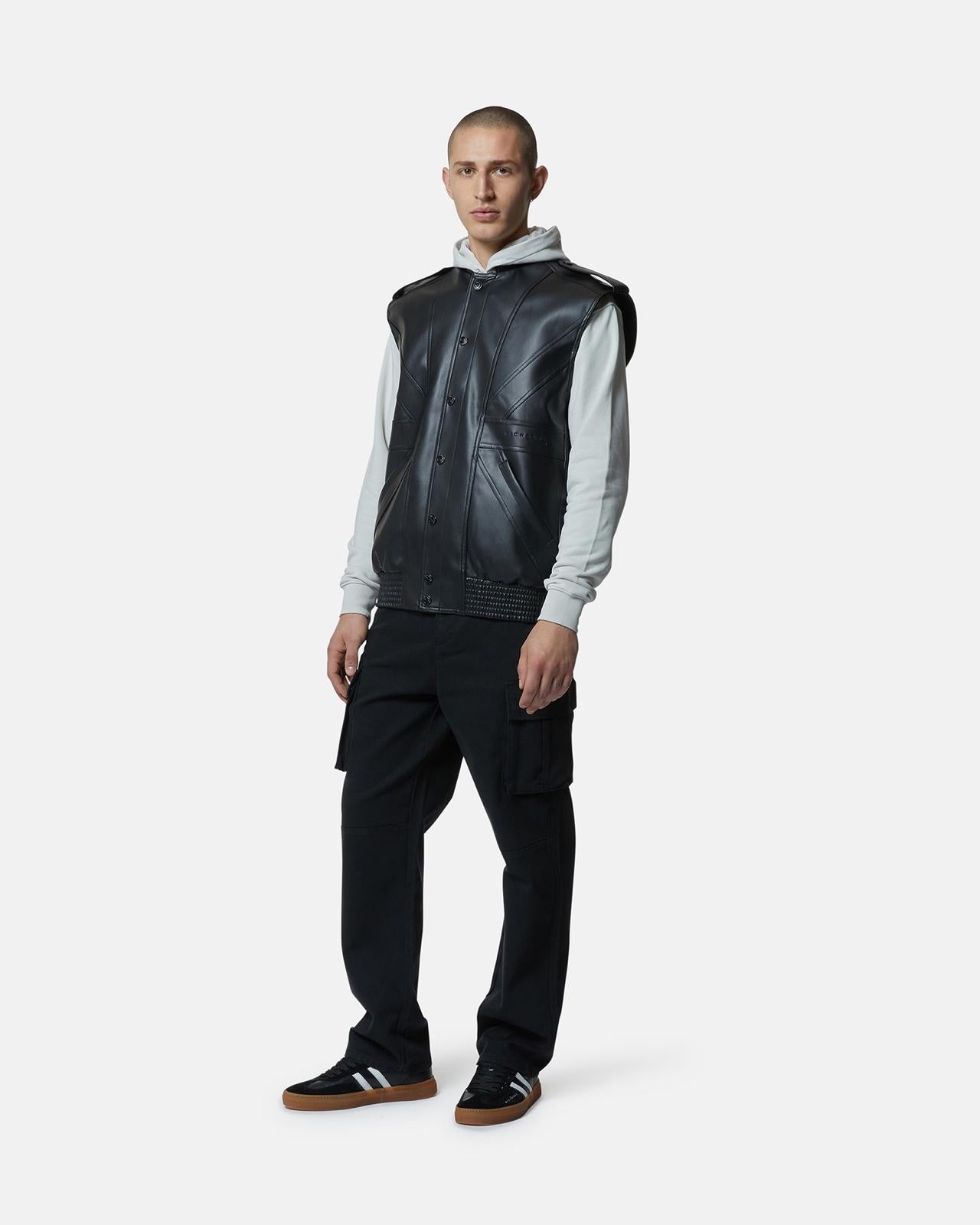 Gilet Richmond X in ecopelle con ricamo uomo