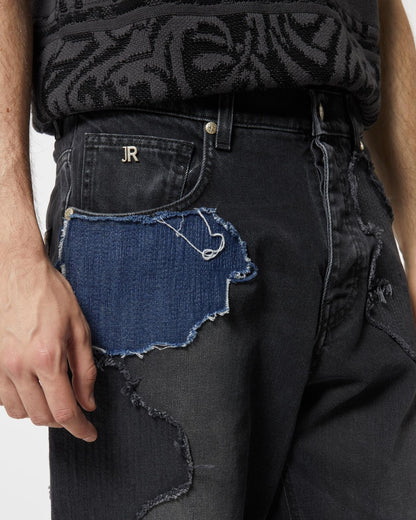 Jeans John Richmond carrot con patch in denim scuro uomo