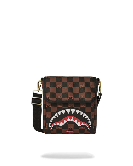 Tracolla Sprayground marrone peeking character check messanger sling