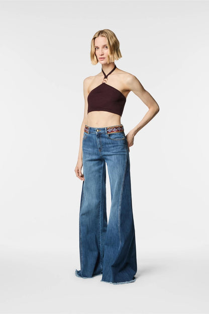 Jeans Nenette wide leg con ricami donna