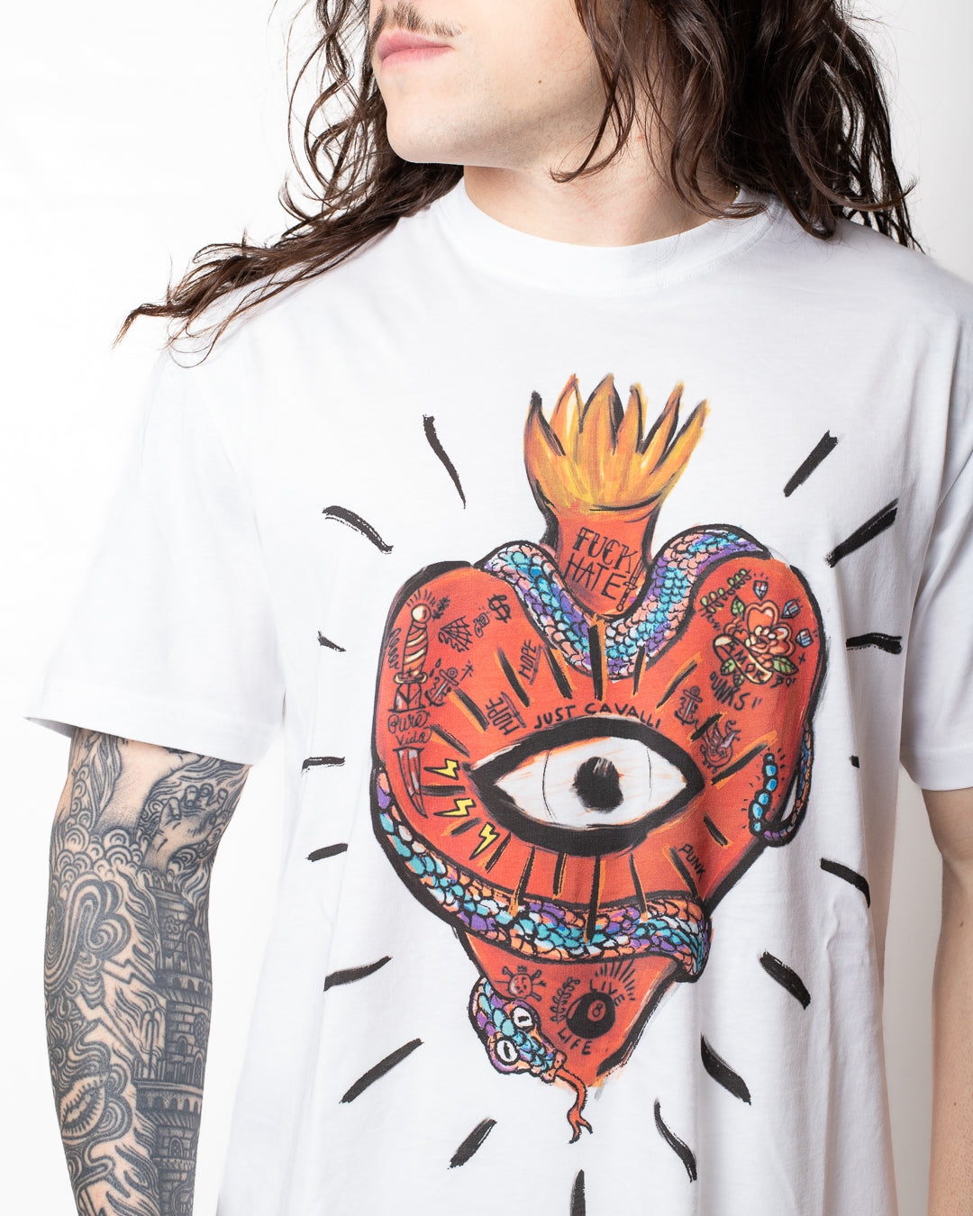 T-Shirt Just Cavalli "Maxi Tattoo Heart" uomo