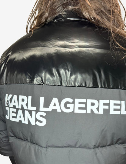 Piumino Karl Lagerfeld Jeans senza cappuccio con logo sul retro uomo