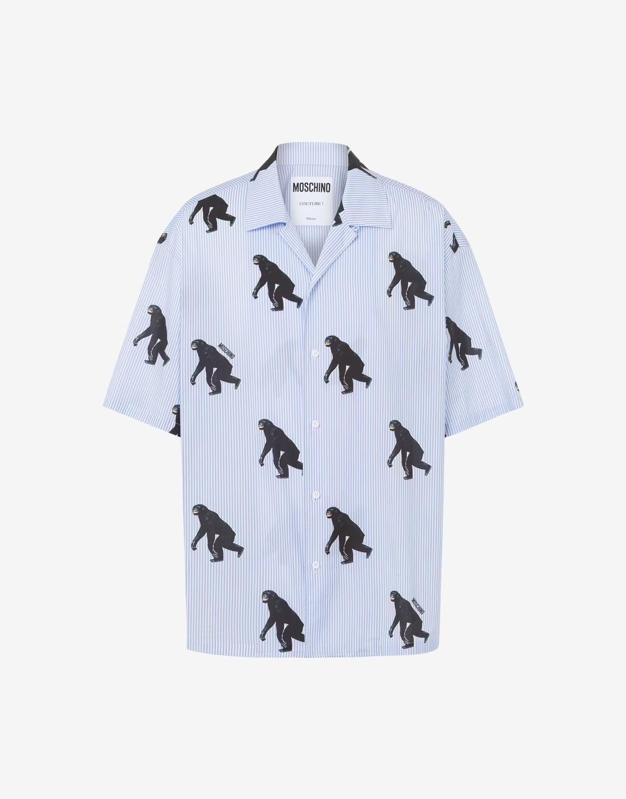 Camicia Moschino in popeline "Chimpanzee Print" uomo