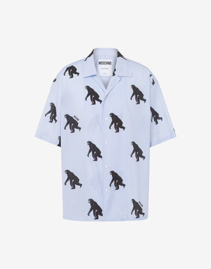 Camicia Moschino in popeline "Chimpanzee Print" uomo