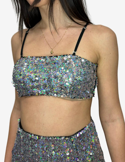 Top Silvian Heach modello crop con paillettes donna