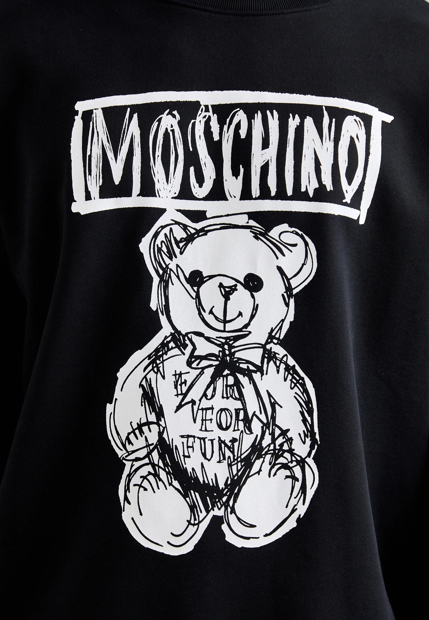 Felpa Moschino girocollo con maxi logo Draw Teddy Bear uomo