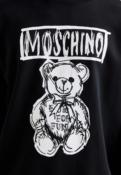 Felpa Moschino girocollo con maxi logo Draw Teddy Bear uomo