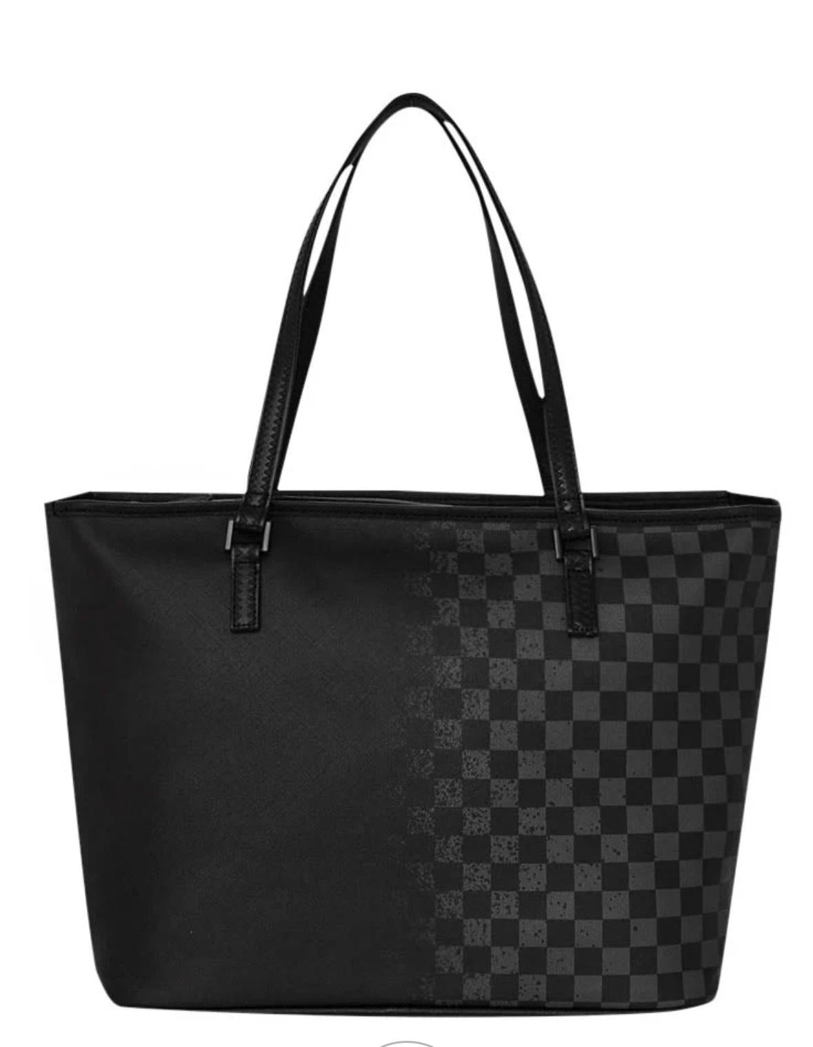 Borsa Sprayground nero half spritz black/grey check tote