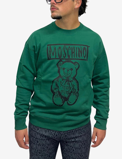 Felpa Moschino girocollo con maxi logo Draw Teddy Bear uomo