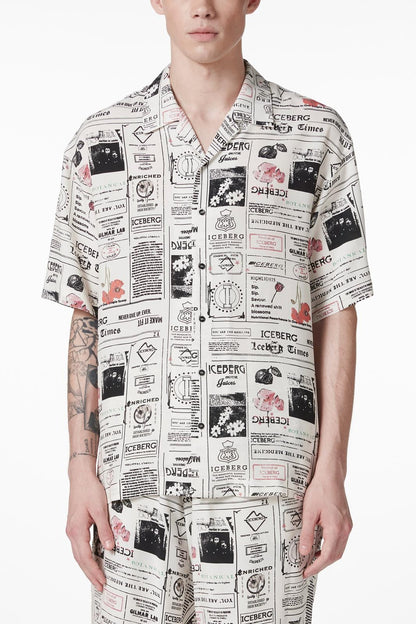 Camicia Iceberg con grafica all-over uomo