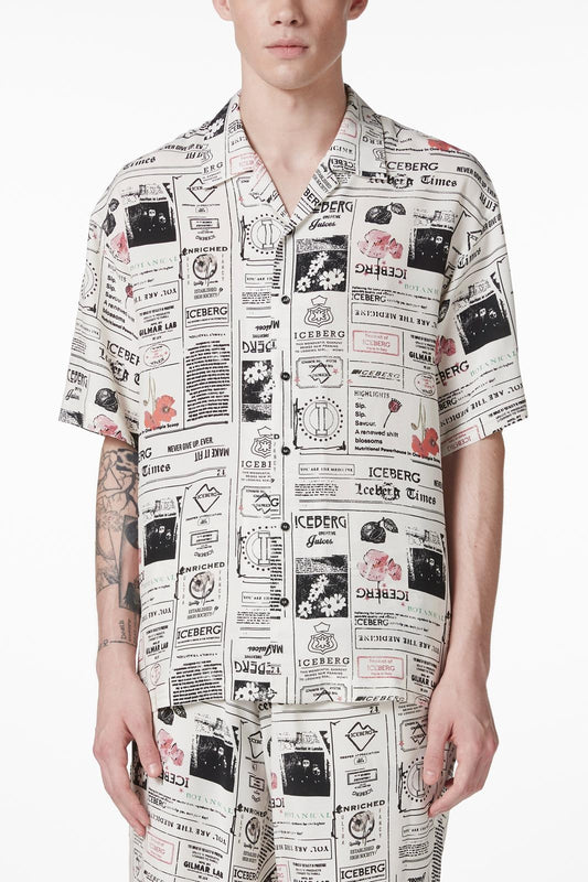 Camicia Iceberg con grafica all-over uomo