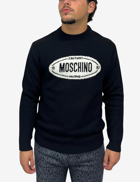 Maglia Moschino girocollo in lana con logo uomo