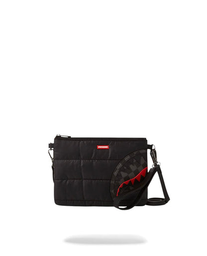 Pochette Sprayground nero black puffer grey check clutch con tracolla